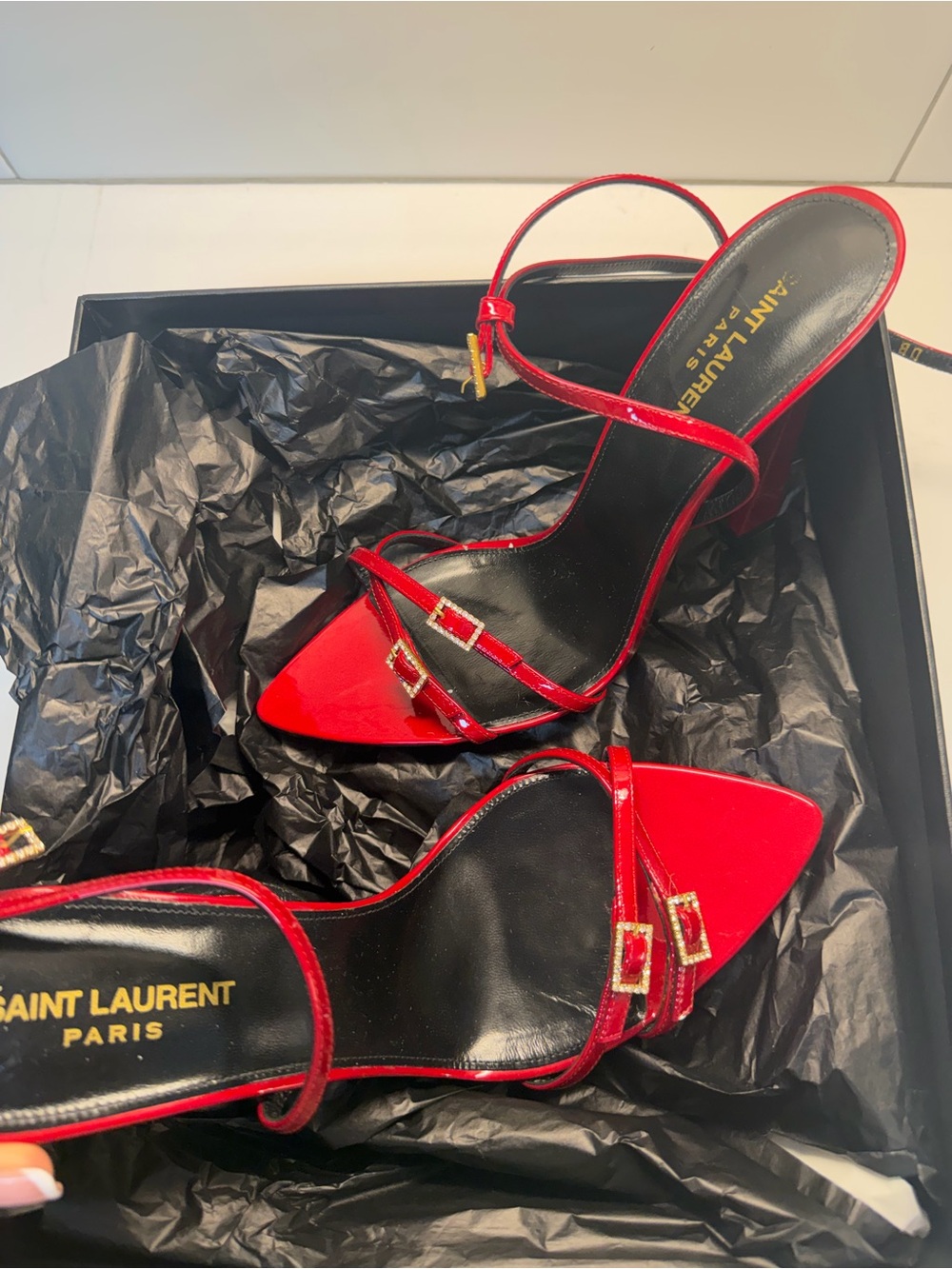 Saint Laurent Red Patent Leather High Heel Sandals size 40 - Picture 2 of 5